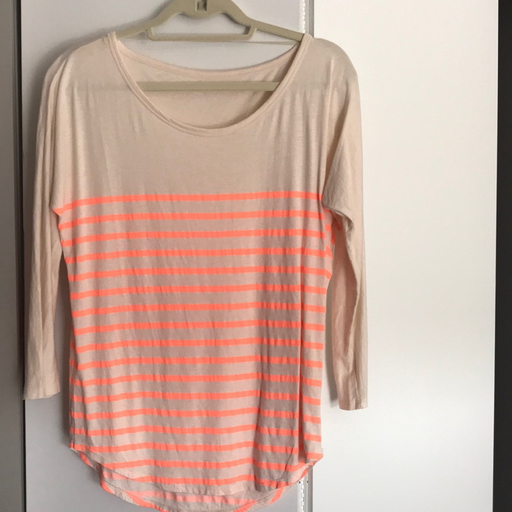 Gap cream with orange stripe shirt